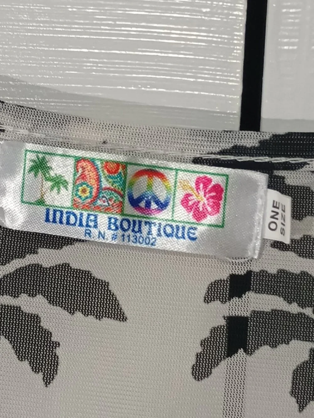 India Boutique Palm Tree Print Sheer Tank Top One Size Black White Tropical Beac
